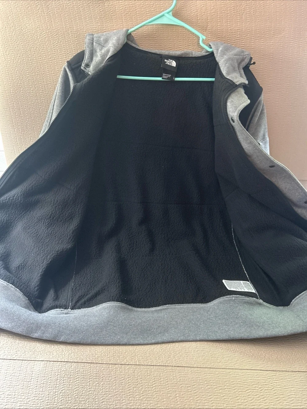 The North Face Men’s Gray and Black Hooded Fleece Jacket